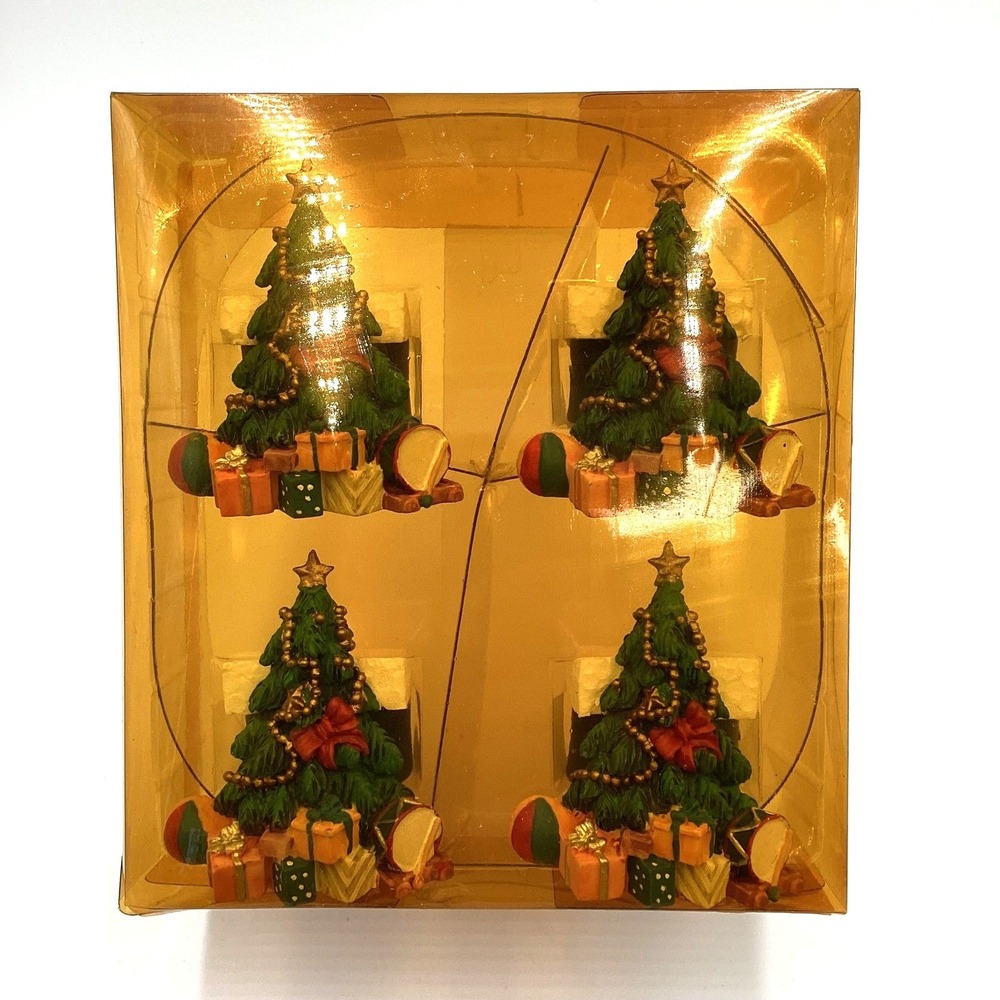Dillards Set of 4 Christmas Tree Candle‎ Holders Tabletop Decor New